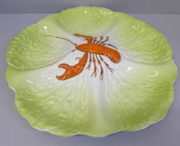 A Carlton ware (Australian design) lobster pattern hors d'euvres circular five partition dish, 34cm