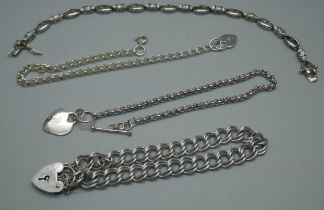 Four silver bracelets