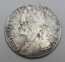 A 1758 George II shilling