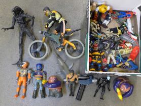 Action Man figures and other superhero character figures, etc.