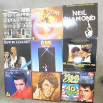 A collection of records including Led Zeppelin, Neil Diamond, Tom Jones, Elvis Presley and a