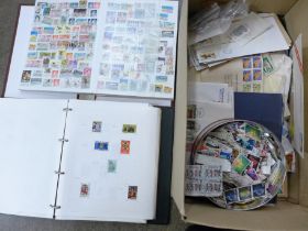 Stamps; a box of stamps, covers, etc., loose and in albums