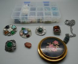 Scottish style costume jewellery and a collection of assorted beads for re-stringing or repairs