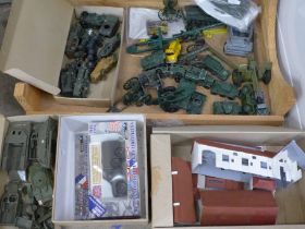 A collection of Dinky and Britains Airfix and military toys, fort, tanks, etc.