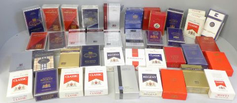 A collection of 45 sealed and cellophane wrapped dummy cigarette packs from Imperial Tobacco 1970-