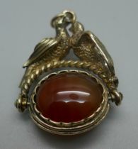 A hallmarked 9ct gold swivel fob/pendant, 8.9g