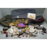 A collection of military badges, other badges and patches, three hats, BB, Girls Brigade and Scouts,