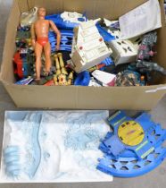 Micronauts playset, Six Million Dollar Man figure, Action Man accessories, etc. **PLEASE NOTE THIS