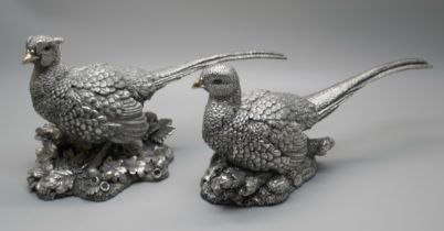 Two silver filled Langford pheasants, length 19cm