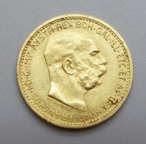 A .900 10 crown gold coin, 1910