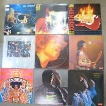 Fourteen Jimi Hendrix LP records