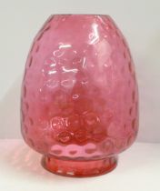 A large dimpled glass oil lamp shade, 29cm, a/f, chips to both rims