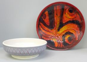 A Poole Delphis dish, 26.5cm and bowl