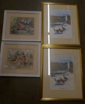 Two Peter Welton limited edition prints, signed (same scene), both 'Geese Wintering in Regents