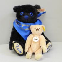 Two Steiff Teddy bears, Teddy 2002 and a miniature bear