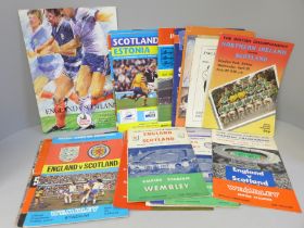 Football memorabilia; home and away programmes for Scotland Internationals (schoolboy to full