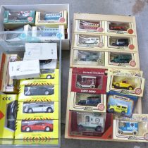 A collection of model vehicles, Lledo Days Gone, etc., all boxed and one Lledo case