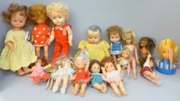 A box of 1950s/1960s dolls