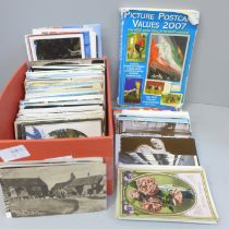 Postcards; a box of postcards, vintage to modern