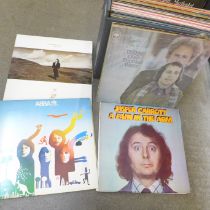 A box of LP records, pop, chart hits, compilations, comedy, etc.