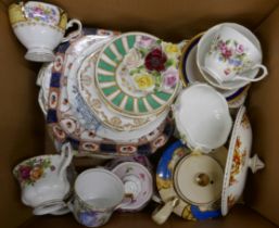 A collection of china including Royal Albert Old Country Roses cup and saucer, a Royal Crown Derby