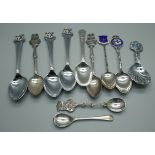 Two silver spoons, 25g, and other spoons