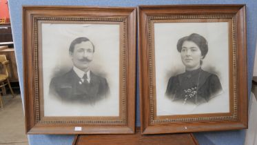 A pair of photographs of an Edwardian couple