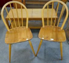 A pair of Ercol Blonde elm and beech Windsor chairs