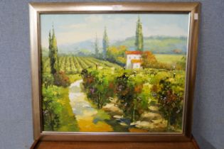 French School (20th Century), landscape, oil on canvas, framed