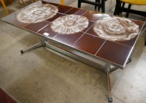 A Belgian Adri chrome and tiled top rectangular coffee table, designed by Juliette Belarti