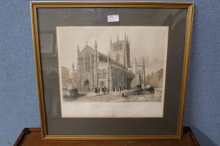 A lithograph of St. Mary's Church, Nottingham
