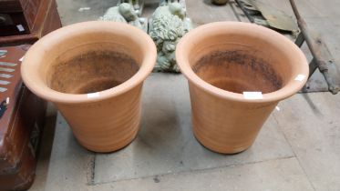 Two terracotta Yorkshire flower pots