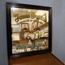 A James Gratton, Gunsmith to the Gentry, Bond St. London, large mirrored pub/advertising mirror