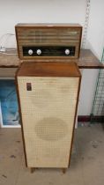 A Rigonda speaker with a Stella mid Century radio