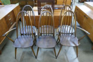 A set of six Ercol Golden Dawn elm and beech Quaker chairs