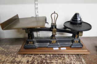 A set of Avery metal scales and weights