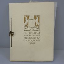 One volume, souvenir issue, Nottingham New Exchange Buildings and Council House, 1929