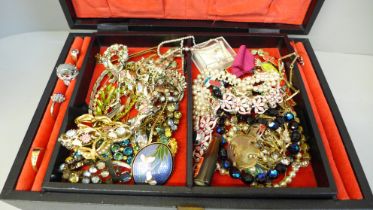 A jewellery box and costume jewellery