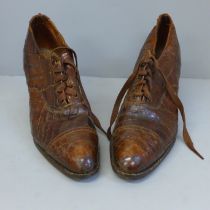 A pair of lady's Edwardian crocodile shoes, size 3-4