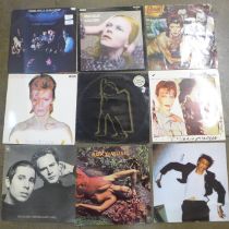 Twenty 1960s - 1980s LP records, Status Quo, Queen, David Bowie, Crosby, Stills, Nash and Young,