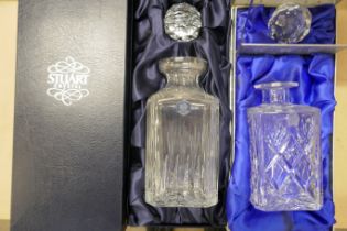 Two crystal decanters, Stuart Crystal and Royal Doulton, both boxed