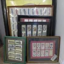 Nine framed sets of cigarette cards including Players, etc. **PLEASE NOTE THIS LOT IS NOT ELIGIBLE