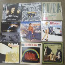 Fifteen rock LP records, Motorhead, Thin Lizzy, Led Zeppelin, etc.