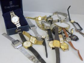 A collection of wristwatches including stainless steel manual wind Zenith, Casio and Montine