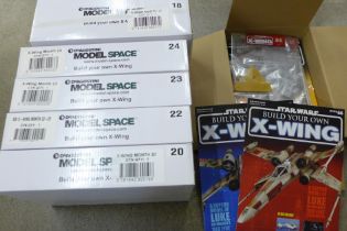 DeAgostini Build Your Own X-Winlg model kit parts, six boxes, four issues per box