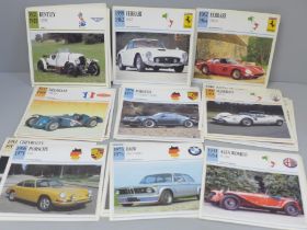 A set of Italian automobile information cards, 1970s
