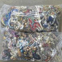 Two bags of costume jewellery