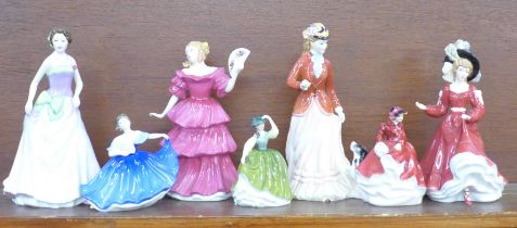 A collection of Royal Doulton figures, Sarah, Jennifer, Patricia, Jessica and three smaller