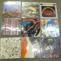 Ten LP records, Rush, Supertramp, Rainbow, UFO, The Friday Rockshow, Graham Parker and The