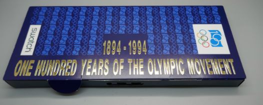 A 1894-1994 100 Years of Olympic History Swatch wristwatch with original box